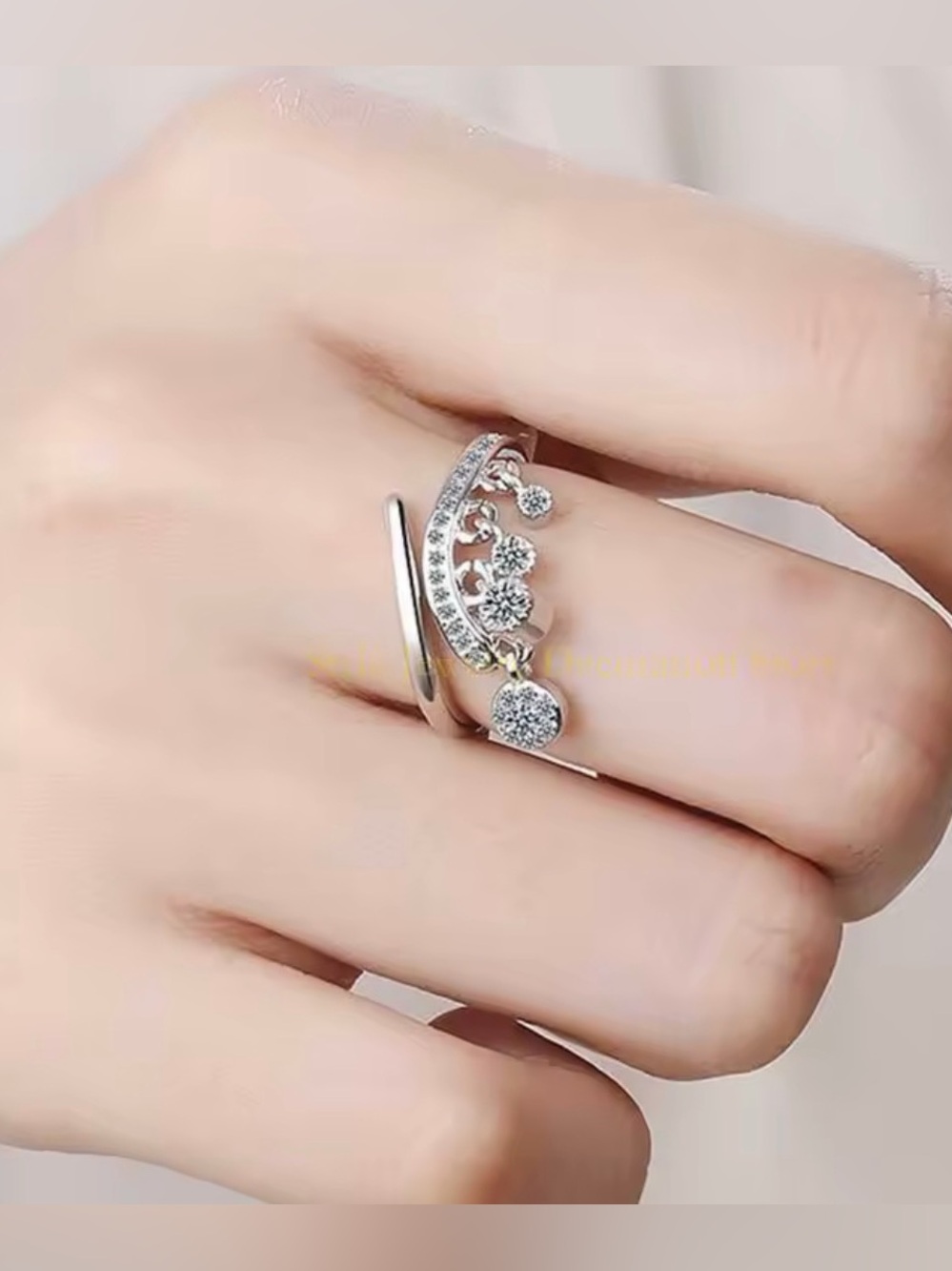 Sterling Silver 925 CZ Floral Cluster Ring - White - Picture 7 of 9